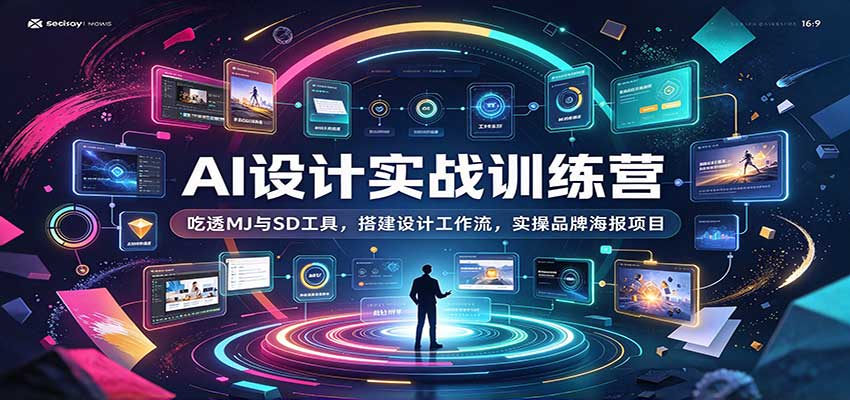 AI设计实战训练营：吃透MJ与SD工具，搭建设计工作流，实操品牌海报项目-轻创社项目网