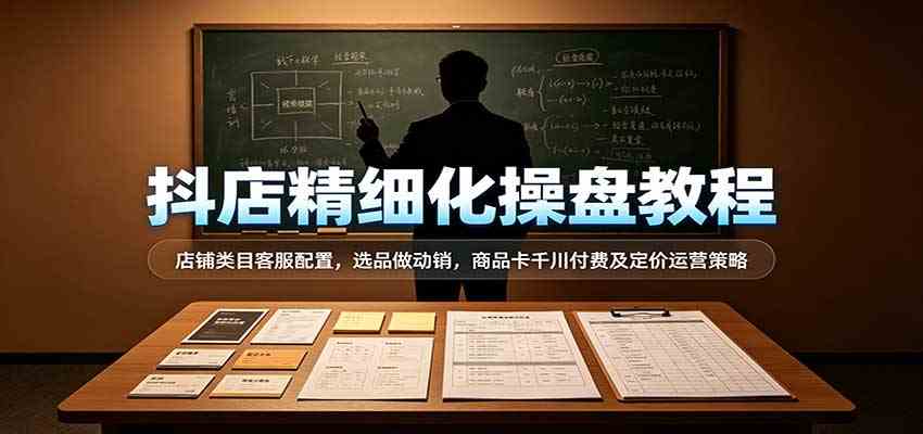 抖店精细化操盘教程:店铺类目客服配置,选品做动销,商品卡千川付费及定价运营策略-轻创社项目网