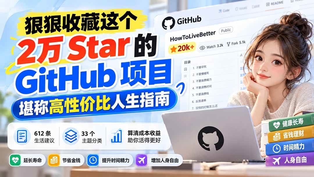 (20726期)狠狠收藏这个 2 万 Star 的 GitHub 项目,堪称高性价比人生指南。-轻创社项目网