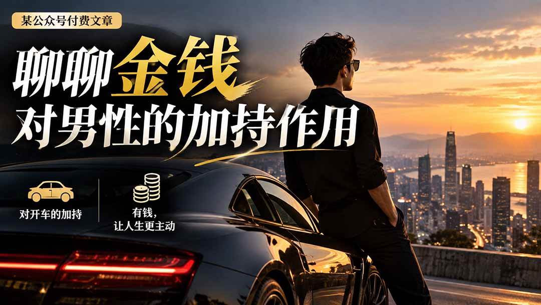 (20627期)【无水印】某公众号付费文章:聊聊金钱对男性的加持作用-轻创社项目网