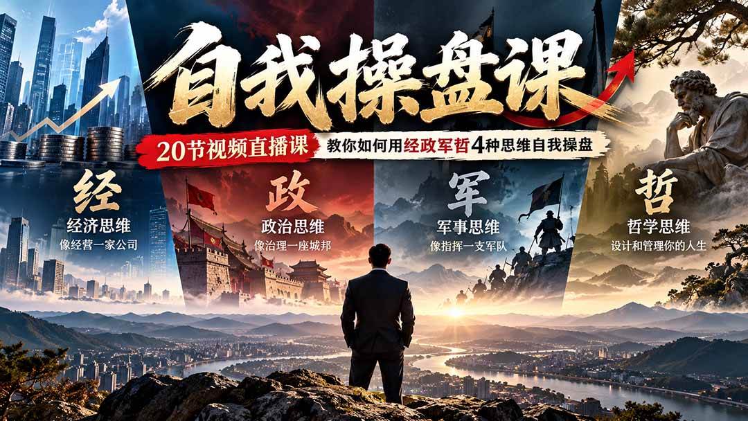 (20626期)【无水印】自我操盘课,20节视频直播课教你如何用经政军哲4种思维自我操盘(更新0924)-轻创社项目网