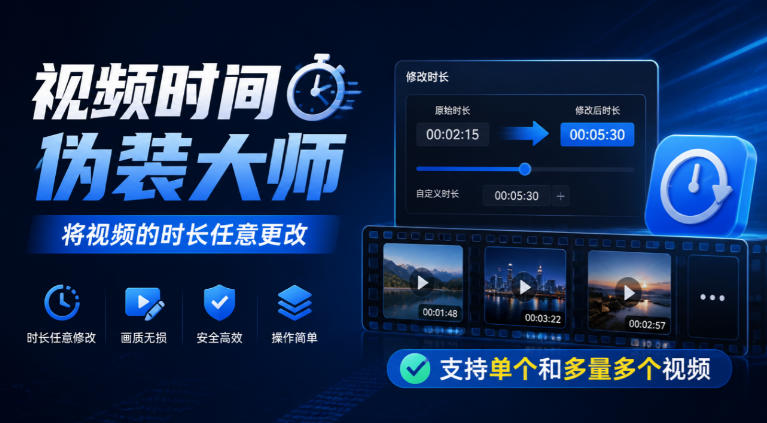 视频时间伪装大师,将视频的时长任意更改,支持单个和多量多个视频-轻创社项目网