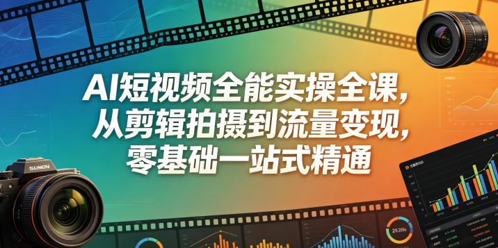 AI短视频全能实操全课,从剪辑拍摄到流量变现,零基础一站式精通-轻创社项目网