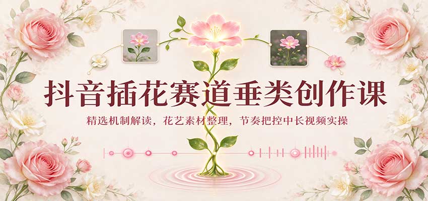 抖音插花赛道垂类创作课:精选机制解读,花艺素材整理,节奏把控中长视频实操-轻创社项目网