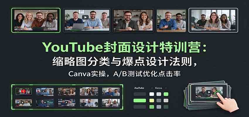 YouTube封面设计特训营：缩略图分类与爆点设计法则，Canva实操，A/B测试优化点击率-轻创社项目网