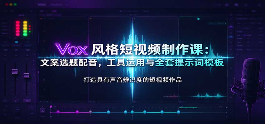 Vox风格短视频制作课:文案选题配音,工具运用与全套提示词模板-轻创社项目网