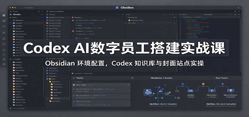 Codex AI数字员工搭建实战课:Obsidian 环境配置,Codex 知识库与封面站点实操-轻创社项目网