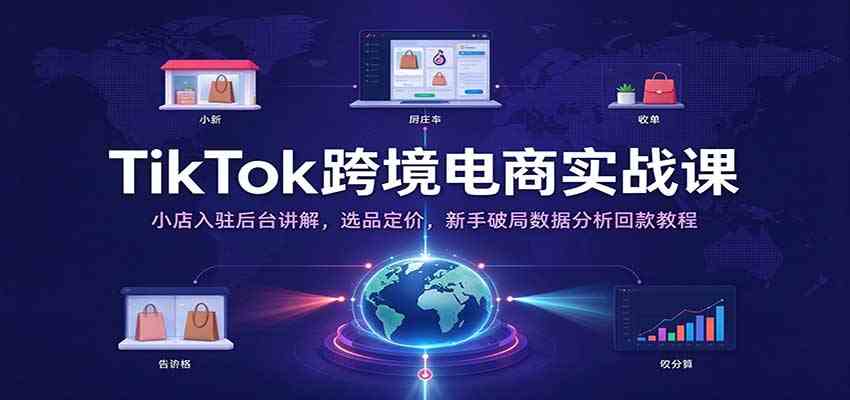 TikTok跨境电商实战课:小店入驻后台讲解,选品定价,新手破局数据分析回款教程-轻创社项目网