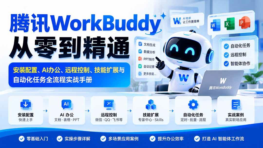 (20977期)腾讯WorkBuddy从零到精通:安装配置、AI办公、远程控制、技能扩展与自动化任务全流程实战手册-轻创社项目网