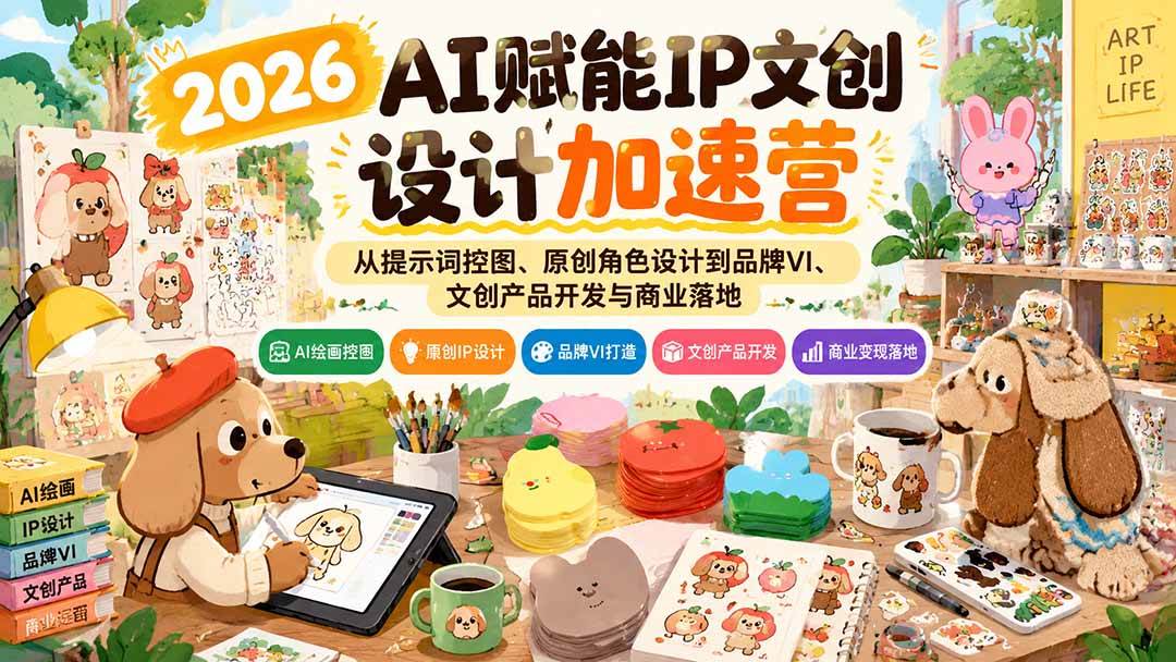 (21151期)2026AI赋能IP文创设计加速营:从提示词控图、原创角色设计到品牌VI、文创产品开发与商业落地-轻创社项目网