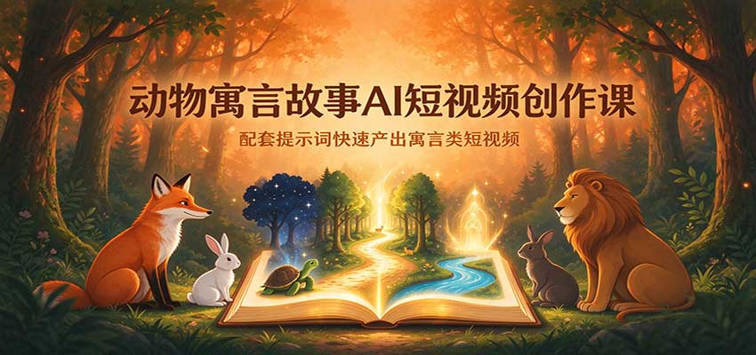 动物寓言故事AI短视频创作课：配套提示词快速产出寓言类短视频-轻创社项目网