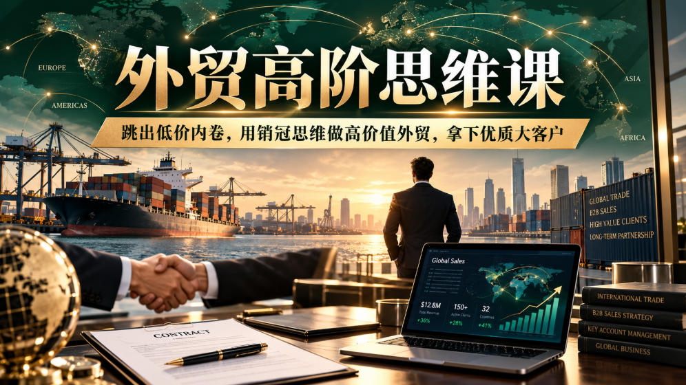 外贸高阶思维课,跳出低价内卷,用销冠思维做高价值外贸,拿下优质大客户-轻创社项目网