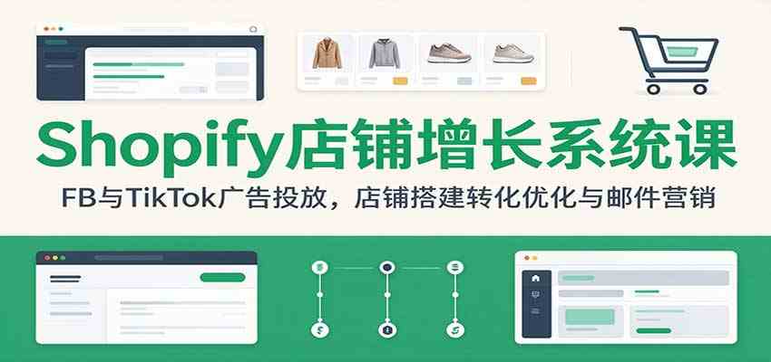 Shopify店铺增长系统课：FB与TikTok广告投放，店铺搭建转化优化与邮件营销-轻创社项目网