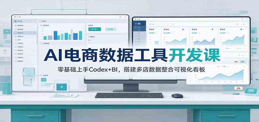 AI电商数据工具开发课:零基础上手Codex+BI,搭建多店数据整合可视化看板-轻创社项目网
