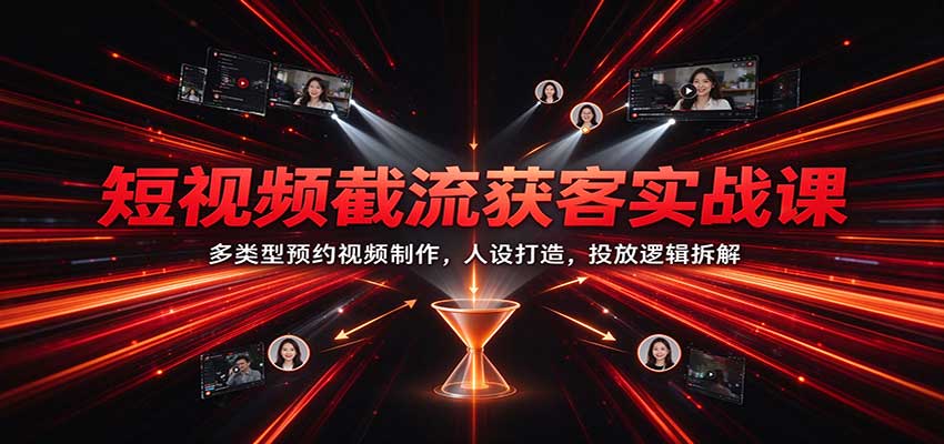 短视频截流获客实战课:多类型预约视频制作,人设打造,投放逻辑拆解-轻创社项目网