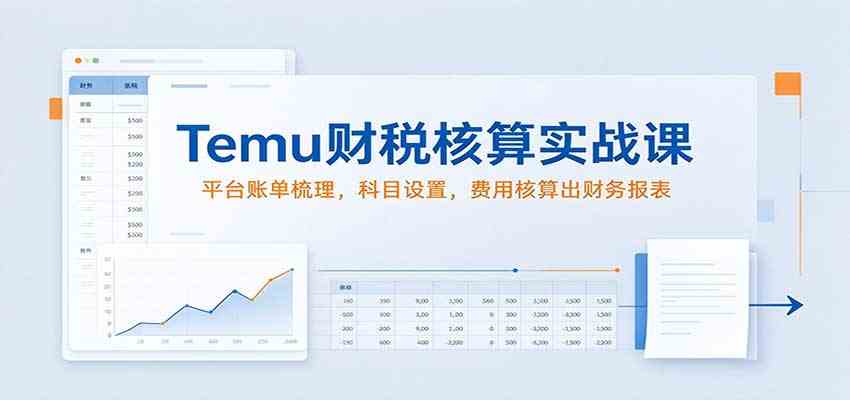 Temu财税核算实战课：平台账单梳理，科目设置，费用核算出财务报表
