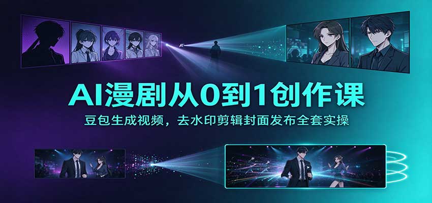AI漫剧从0到1创作课:豆包生成视频,去水印剪辑封面发布全套实操-轻创社项目网