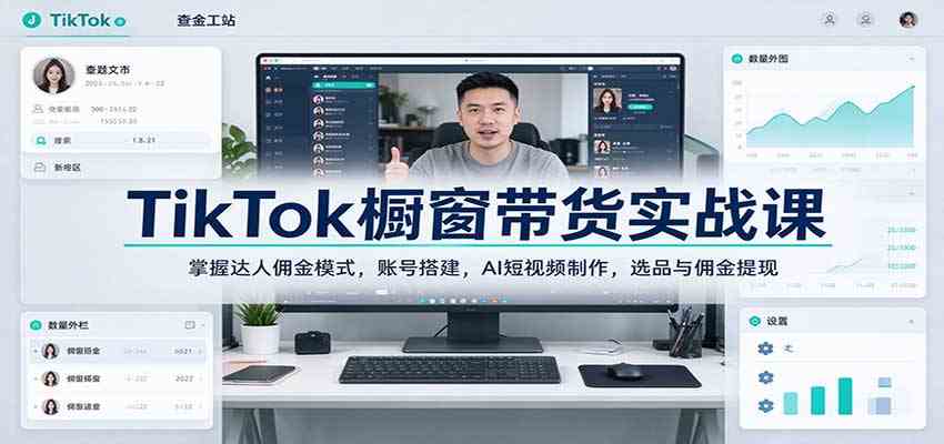 TikTok橱窗带货实战课:掌握达人佣金模式,账号搭建,AI短视频制作,选品与佣金提现-轻创社项目网