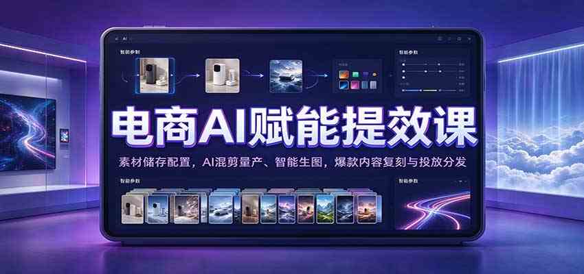 电商AI赋能提效课:素材储存配置,AI混剪量产、智能生图,爆款内容复刻与投放分发-轻创社项目网