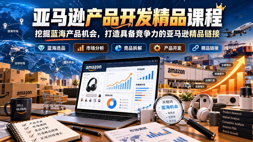 亚马逊产品开发精品课程,挖掘蓝海产品机会,打造具备竞争力的亚马逊精品链接-轻创社项目网