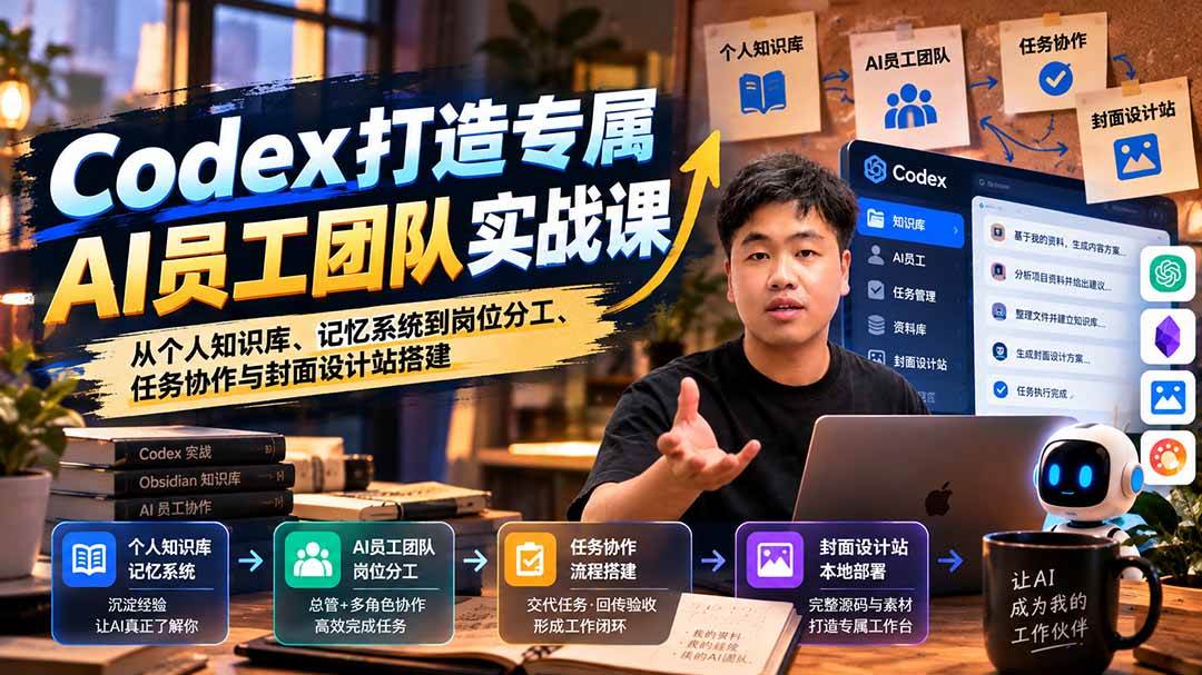 (20916期)【无水印】Codex打造专属AI员工团队实战课:从个人知识库、记忆系统到岗位分工、任务协作与封面设计站搭建-轻创社项目网