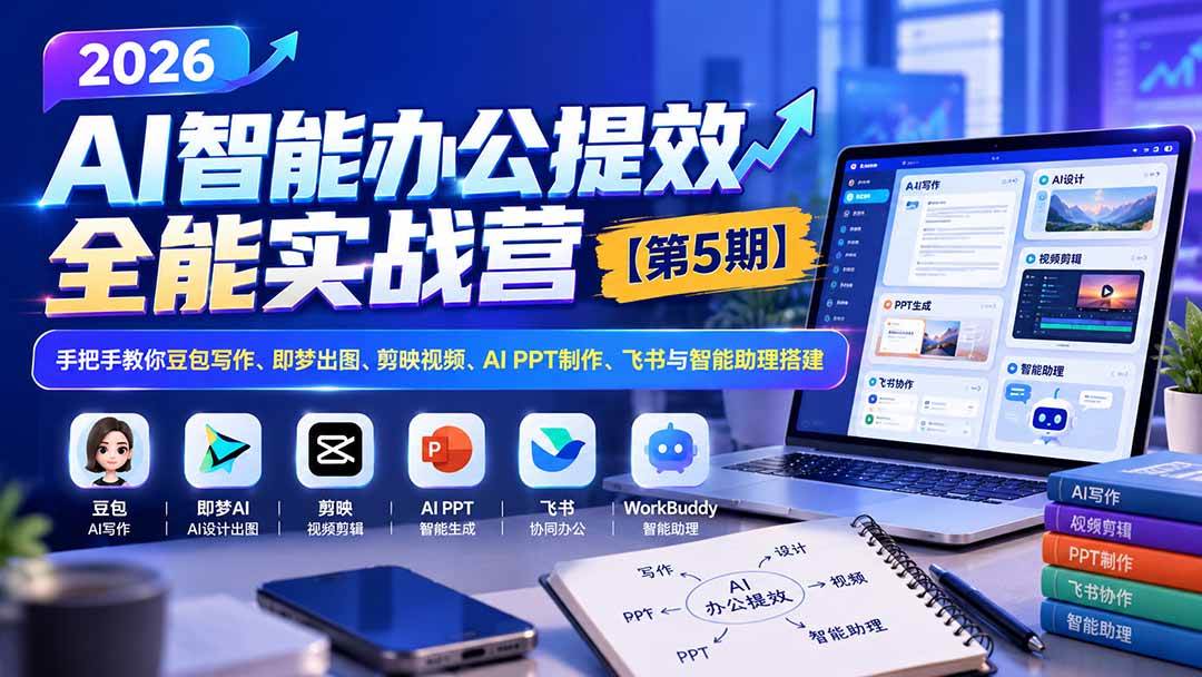 （21026期）2026AI智能办公提效实战营【第5期】-无水印：手把手教你豆包写作+即梦出图+剪映视频+AI PPT制作+飞书与智能助理搭建-轻创社项目网