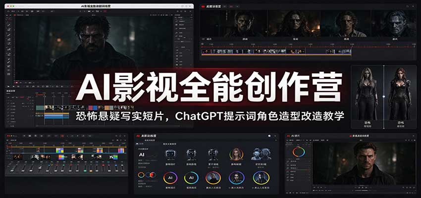 AI影视全能创作营:恐怖悬疑写实短片,ChatGPT提示词角色造型改造教学-轻创社项目网