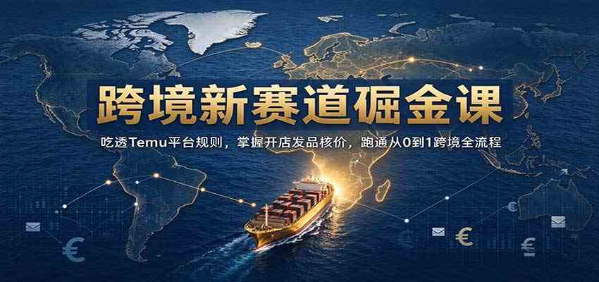 跨境新赛道掘金课:吃透Temu平台规则,掌握开店发品核价,跑通从0到1跨境全流程-轻创社项目网