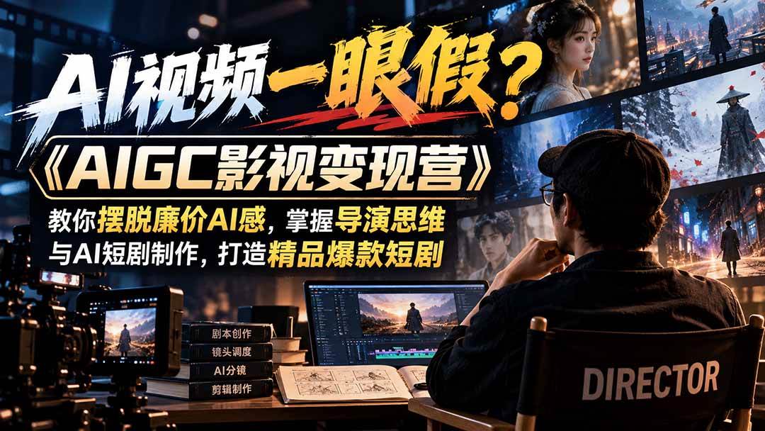 (21133期)【无水印】AI视频一眼假?《AIGC影视变现营》教你摆脱廉价AI感,掌握导演思维与AI短剧制作,打造精品爆款短剧-轻创社项目网