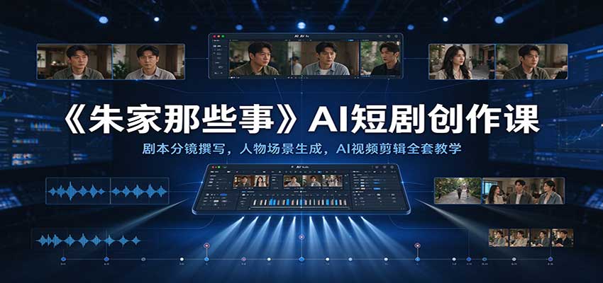 《朱家那些事》AI短剧创作课:剧本分镜撰写,人物场景生成,AI视频剪辑全套教学-轻创社项目网