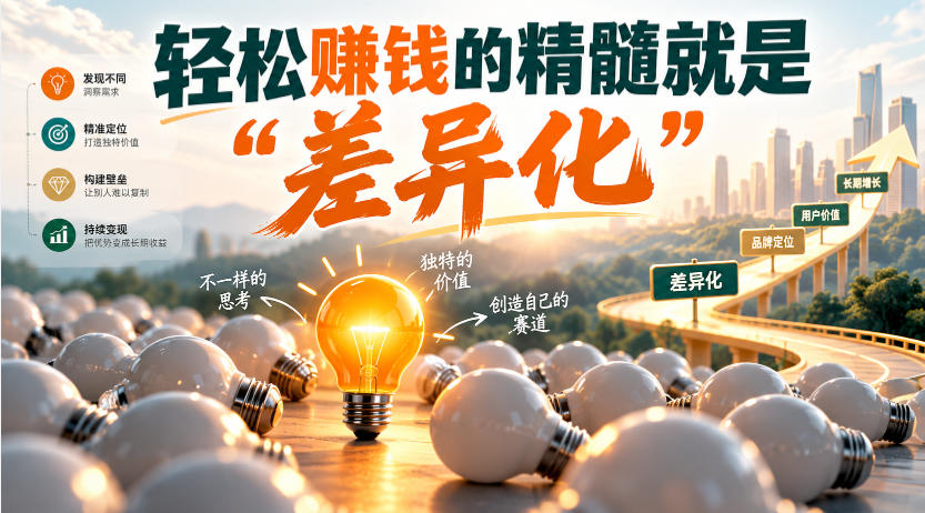某公众号付费文章:轻松賺钱的精髓就是“差异化”-轻创社项目网