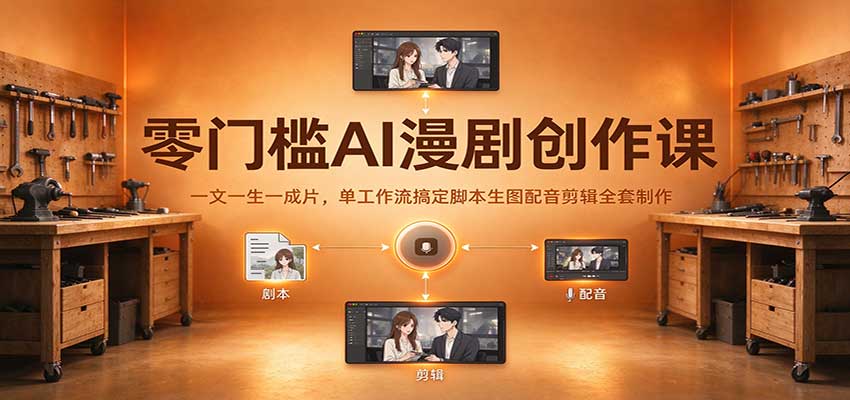 零门槛AI漫剧创作课:一文一生一成片,单工作流搞定脚本生图配音剪辑全套制作-轻创社项目网