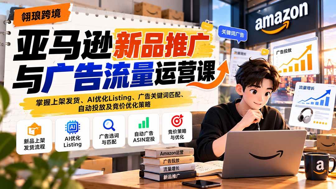 (21036期)亚马逊新品推广与广告流量运营课:掌握上架发货、AI优化Listing、广告关键词匹配、自动投放及竞价优化策略-轻创社项目网