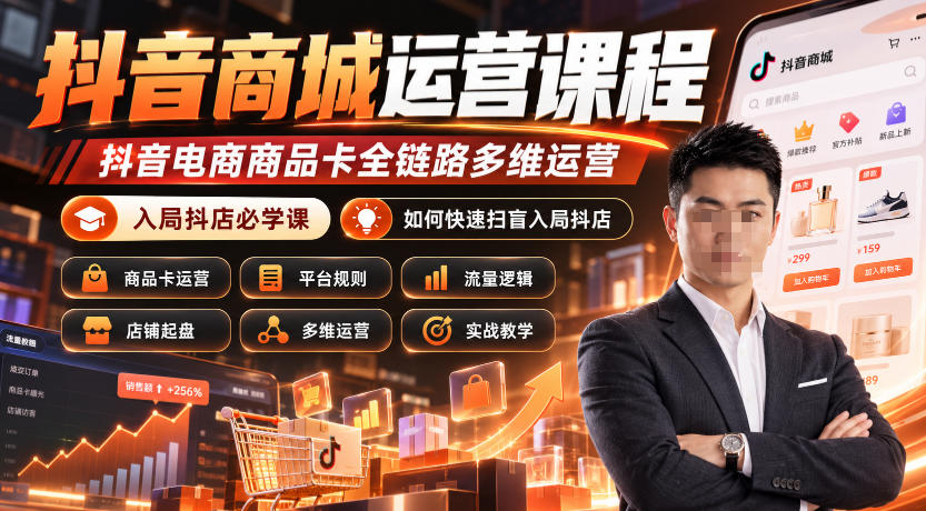 抖音商城运营课程,抖音电商商品卡全链路多维运营,入局抖店必学课, 如何快速扫盲入局抖店(更新26年10月)-轻创社项目网