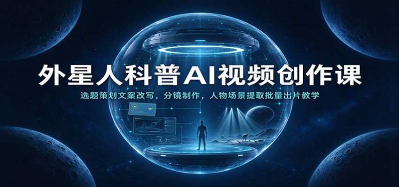外星人科普AI视频创作课:选题策划文案改写,分镜制作,人物场景提取批量出片教学-轻创社项目网