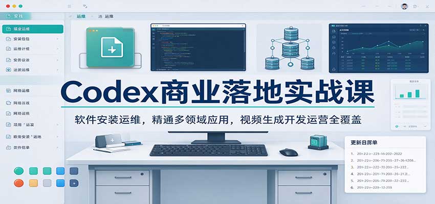 Codex商业落地实战课:软件安装运维,精通多领域应用,视频生成开发运营全覆盖-轻创社项目网