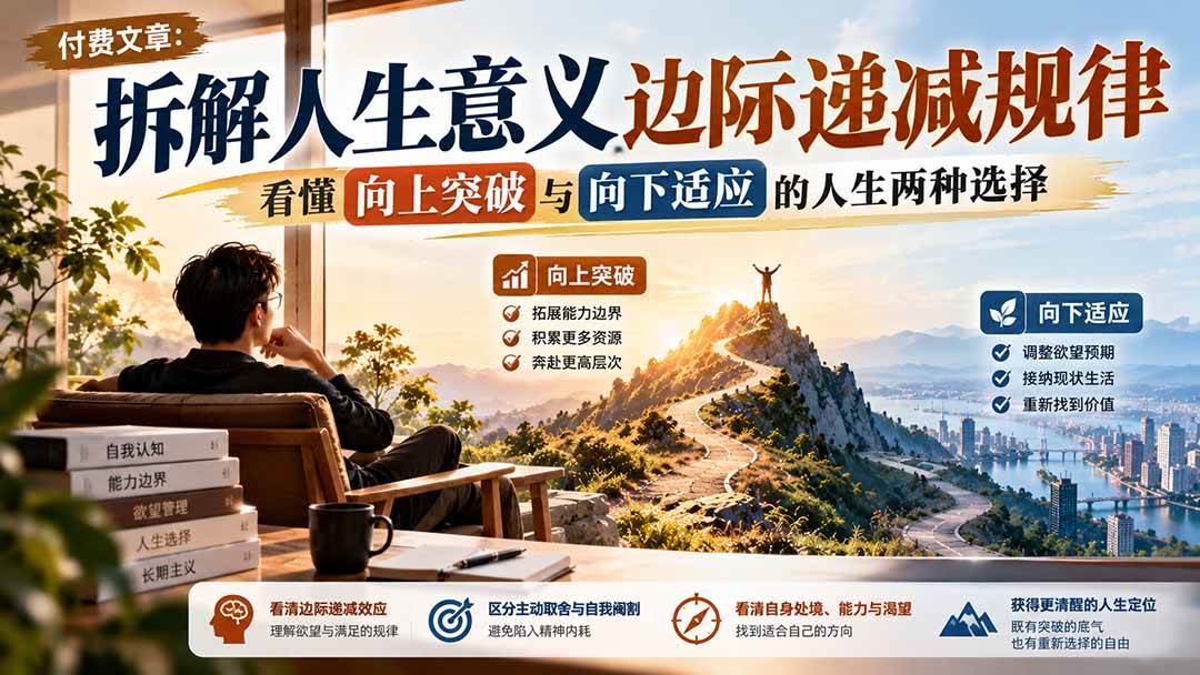 (21233期)付费文章:拆解人生意义边际递减规律,看懂向上突破与向下适应的人生两种选择-轻创社项目网