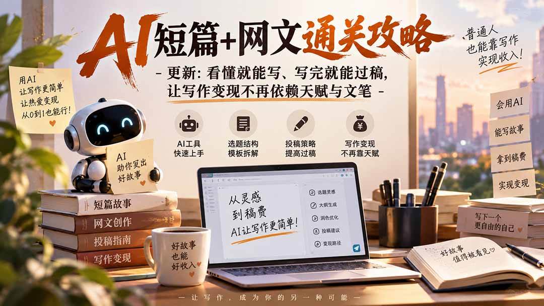 (20861期)AI短篇+网文通关攻略-更新1009:看懂就能写、写完就能过稿,让写作变现不再依赖天赋与文笔-轻创社项目网