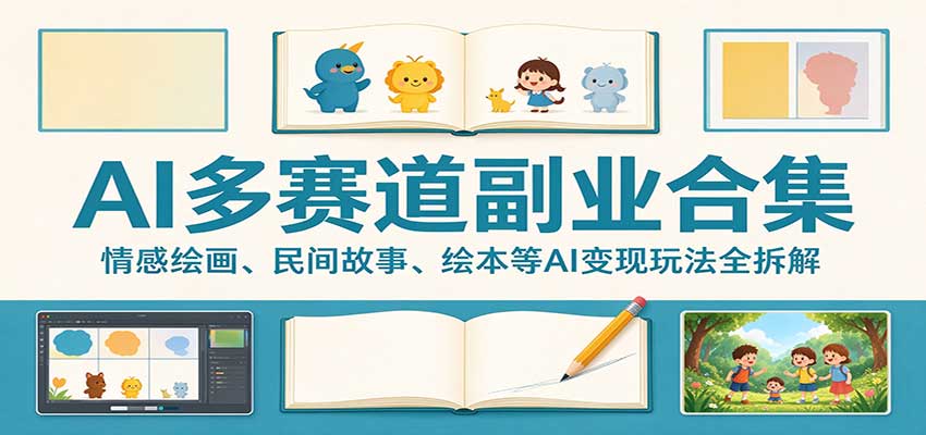 AI多赛道副业合集:情感绘画、民间故事、绘本等AI变现玩法全拆解-轻创社项目网