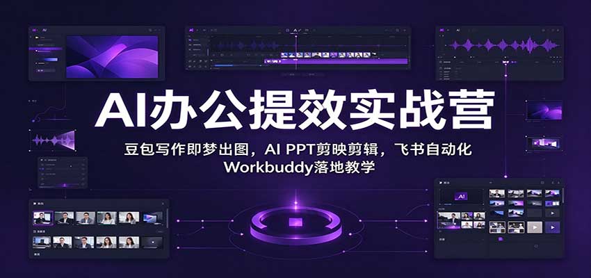 AI办公提效实战营:豆包写作即梦出图,AI PPT剪映剪辑,飞书自动化 Workbuddy落地教学-轻创社项目网