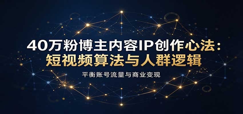 40万粉博主内容IP创作心法:短视频算法与人群逻辑,平衡账号流量与商业变现-轻创社项目网