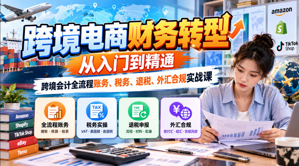 跨境电商财务转型:从入门到精通|跨境会计全流程账务、税务、退税、外汇合规实战课-轻创社项目网