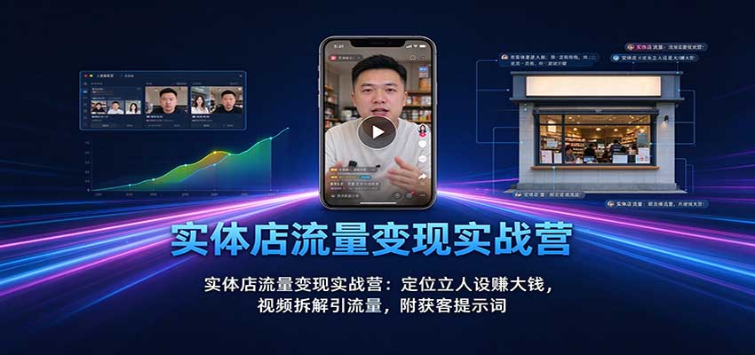 实体店流量变现实战营：定位立人设赚大钱，视频拆解引流量，附获客提示词-轻创社项目网