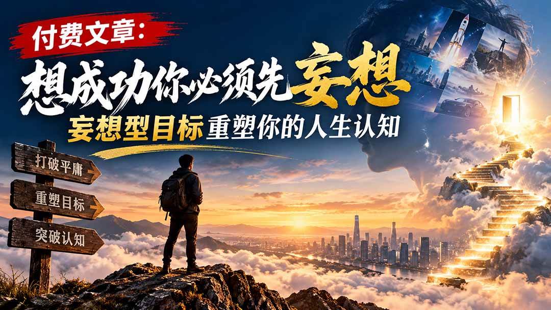 (21078期)付费文章:想成功你必须先妄想,妄想型目标重塑你的人生认知-轻创社项目网
