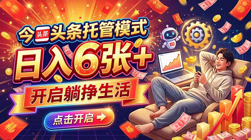 (21083期)今日头条AI托管模式,每天5分钟,最高月入5000+,操作超简单,零门槛-轻创社项目网