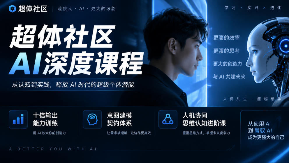 超体社区AI深度课程,十倍输出能力训练,意图建模契约体系,人机协同思维认知进阶课-轻创社项目网