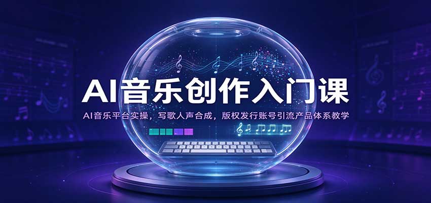 AI音乐创作入门课:AI音乐平台实操,写歌人声合成,版权发行账号引流产品体系教学-轻创社项目网