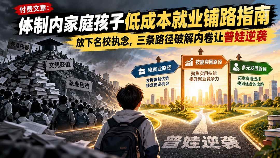 (21231期)付费文章:体制内家庭孩子低成本就业铺路指南,放下名校执念,三条路径破解内卷让普娃逆袭-轻创社项目网